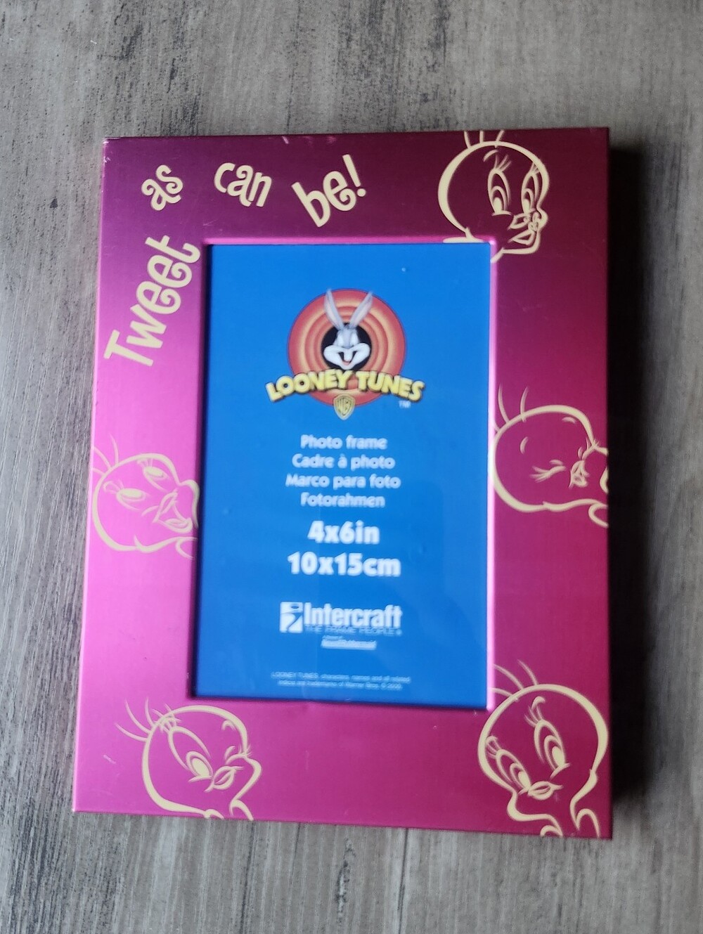 Vintage 2000 Intercraft Looney Tunes Tweety Bird Photo Frame 4x6 Y2K Metallic
